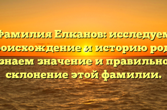 Фамилия Елканов: исследуем происхождение и историю рода, узнаем значение и правильное склонение этой фамилии.