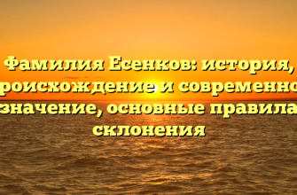 Фамилия Есенков: история, происхождение и современное значение, основные правила склонения