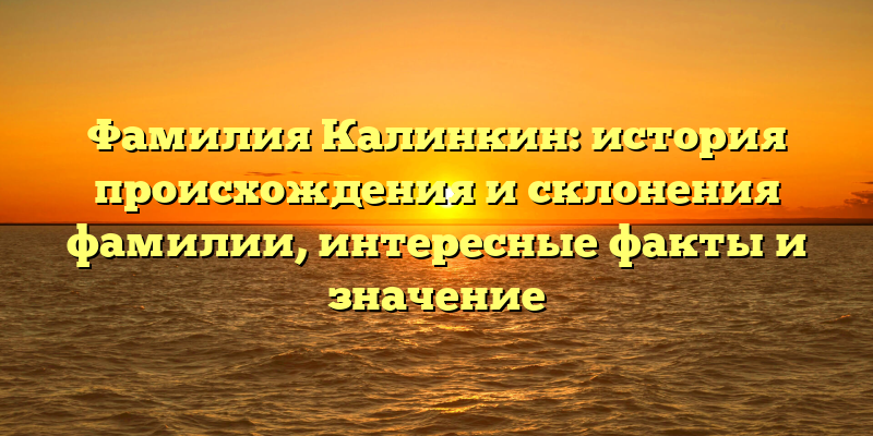 Фамилия Калинкин: история происхождения и склонения фамилии, интересные факты и значение
