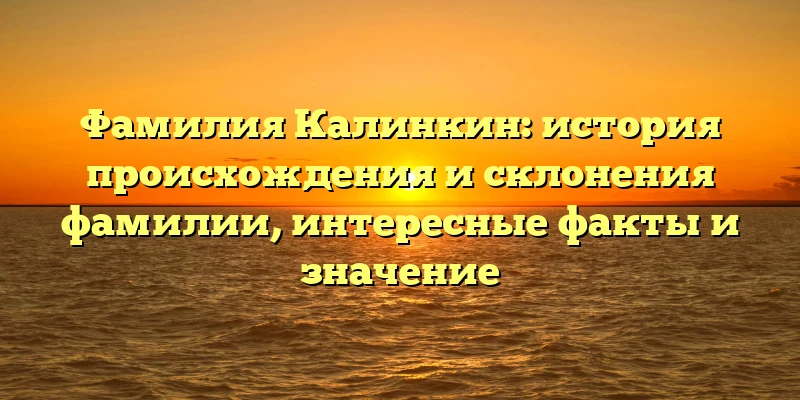 Фамилия Калинкин: история происхождения и склонения фамилии, интересные факты и значение