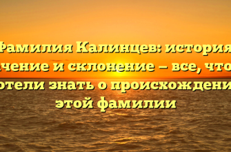 Фамилия Калинцев: история, значение и склонение — все, что вы хотели знать о происхождении этой фамилии