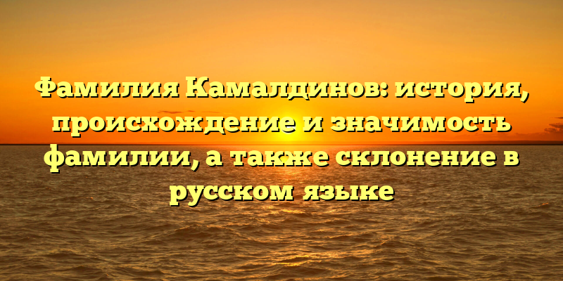 Фамилия Камалдинов: история, происхождение и значимость фамилии, а также склонение в русском языке