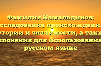 Фамилия Камальдинов: исследование происхождения, истории и значимости, а также склонения для использования в русском языке