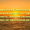 Фамилия Капелистая: происхождение, история и значимость, полное склонение и тайны ее происхождения
