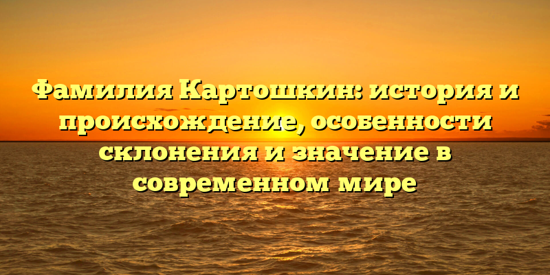 Фамилия Картошкин: история и происхождение, особенности склонения и значение в современном мире