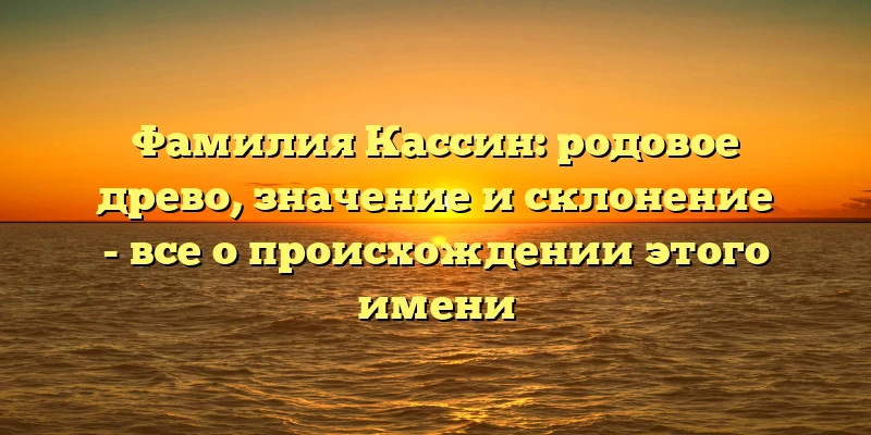 Фамилия Кассин: родовое древо, значение и склонение - все о происхождении этого имени Фамилия Кассин: родовое древо, значение и склонение - все о происхождении этого имени