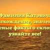 Фамилия Катович: происхождение, значение и интересные факты о склонении – узнайте все!