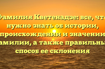 Фамилия Кветенадзе: все, что нужно знать об истории, происхождении и значении фамилии, а также правильный способ ее склонения