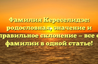 Фамилия Кереселидзе: родословная, значение и правильное склонение — все о фамилии в одной статье!