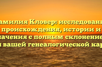 Фамилия Кловер: исследование происхождения, истории и значения с полным склонением для вашей генеалогической карты