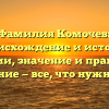 Фамилия Комочев: происхождение и история фамилии, значение и правильное склонение — все, что нужно знать