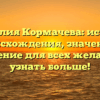 Фамилия Кормачева: история происхождения, значение и склонение для всех желающих узнать больше!