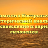 Фамилия Кострыкин: исторический анализ, происхождение и варианты склонения