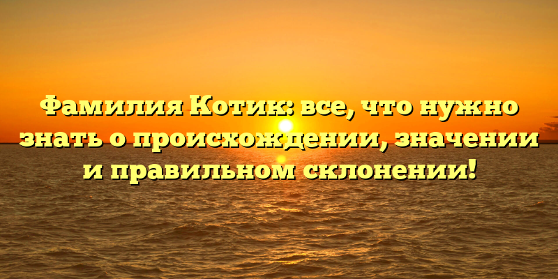 Фамилия Котик: все, что нужно знать о происхождении, значении и правильном склонении!