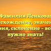 Фамилия Ленкова: происхождение, значение и история, склонение – всё, что нужно знать!