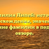 Фамилия Липей: история происхождения, значение и склонение фамилии в подробном обзоре.