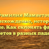 Фамилия Мамбетов: происхождение, история и значение. Как склонять фамилию Мамбетов в разных падежах?