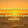 Фамилия Маранда: исследование происхождения, генеалогии и написания фамилии в различных языках