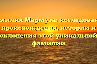 Фамилия Мармута: исследование происхождения, истории и склонения этой уникальной фамилии