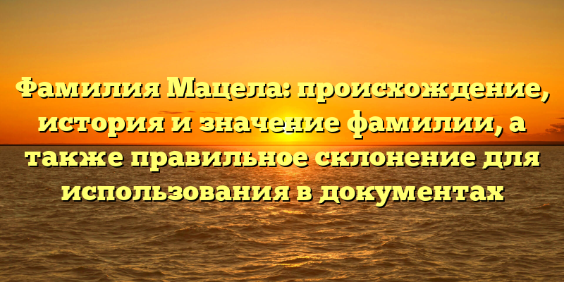 Фамилия Мацела: происхождение, история и значение фамилии, а также правильное склонение для использования в документах