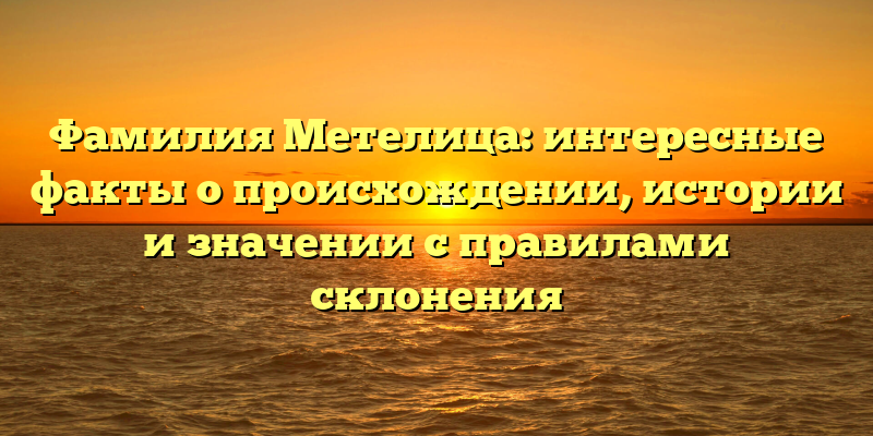 Фамилия Метелица: интересные факты о происхождении, истории и значении с правилами склонения