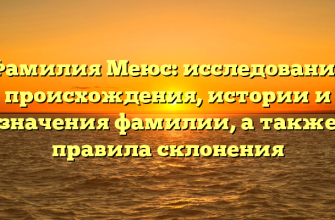 Фамилия Меюс: исследование происхождения, истории и значения фамилии, а также правила склонения