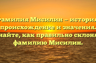 Фамилия Мисилин — история, происхождение и значения. Узнайте, как правильно склонять фамилию Мисилин.