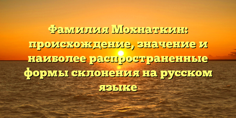 Фамилия Мохнаткин: происхождение, значение и наиболее распространенные формы склонения на русском языке