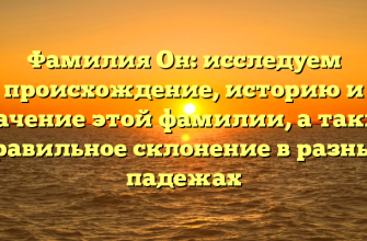 Фамилия Он: исследуем происхождение, историю и значение этой фамилии, а также правильное склонение в разных падежах