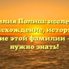 Фамилия Полиш: исследуем происхождение, историю и склонение этой фамилии – все, что нужно знать!