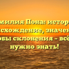 Фамилия Пона: история, происхождение, значение и способы склонения – всё, что нужно знать!