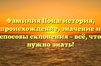 Фамилия Пона: история, происхождение, значение и способы склонения – всё, что нужно знать!