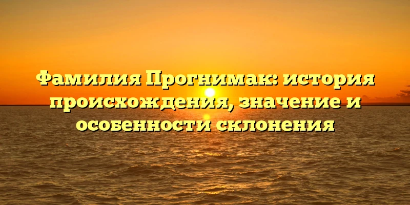 Фамилия Прогнимак: история происхождения, значение и особенности склонения Фамилия Прогнимак: история происхождения, значение и особенности склонения