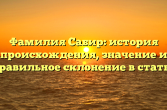 Фамилия Сабир: история происхождения, значение и правильное склонение в статье
