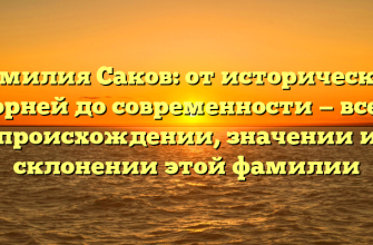 Фамилия Саков: от исторических корней до современности — все о происхождении, значении и склонении этой фамилии