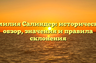 Фамилия Салиндер: исторический обзор, значения и правила склонения