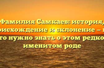 Фамилия Самкаев: история, происхождение и склонение — все, что нужно знать о этом редком именитом роде