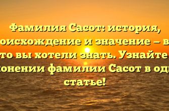 Фамилия Сасот: история, происхождение и значение — все, что вы хотели знать. Узнайте о склонении фамилии Сасот в одной статье!