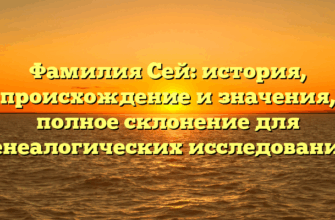 Фамилия Сей: история, происхождение и значения, полное склонение для генеалогических исследований