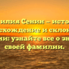 Фамилия Сенин — история, происхождение и склонение фамилии: узнайте все о значении своей фамилии.