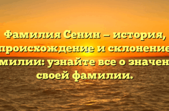 Фамилия Сенин — история, происхождение и склонение фамилии: узнайте все о значении своей фамилии.