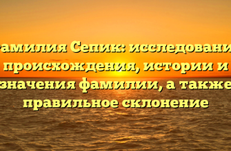 Фамилия Сепик: исследование происхождения, истории и значения фамилии, а также правильное склонение