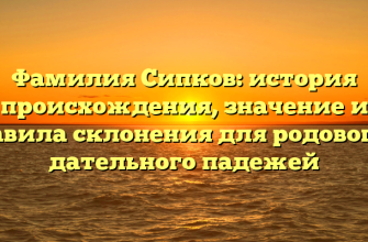 Фамилия Сипков: история происхождения, значение и правила склонения для родового и дательного падежей