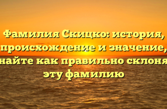 Фамилия Скицко: история, происхождение и значение, узнайте как правильно склонять эту фамилию