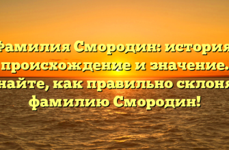 Фамилия Смородин: история, происхождение и значение. Узнайте, как правильно склонять фамилию Смородин!