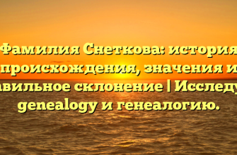 Фамилия Снеткова: история происхождения, значения и правильное склонение | Исследуем genealogy и генеалогию.