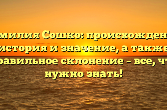 Фамилия Сошко: происхождение, история и значение, а также правильное склонение – все, что нужно знать!