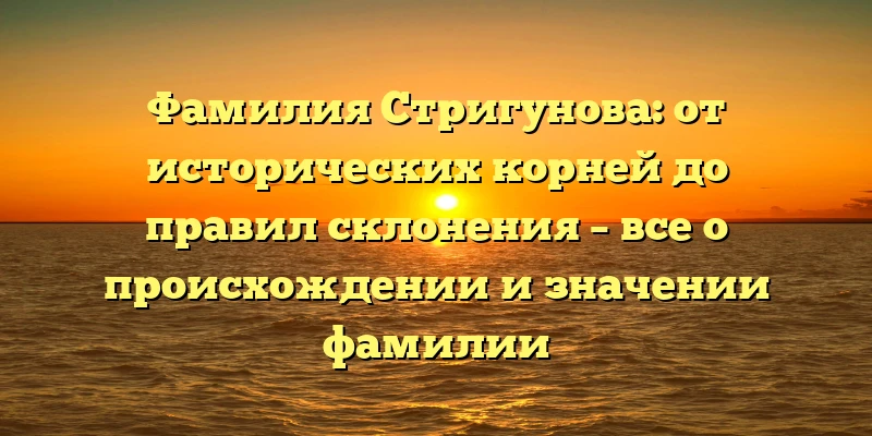 Фамилия Стригунова: от исторических корней до правил склонения – все о происхождении и значении фамилии Фамилия Стригунова: от исторических корней до правил склонения – все о происхождении и значении фамилии