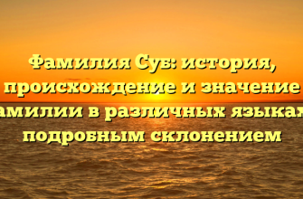 Фамилия Суб: история, происхождение и значение фамилии в различных языках с подробным склонением