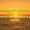 Фамилия Супоня: история происхождения, значения и особенности склонения в русском языке